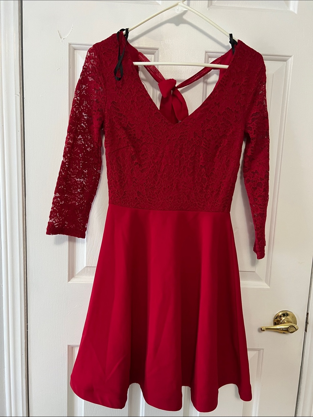B Darlin Red Lace Fit-and-Flare Dress